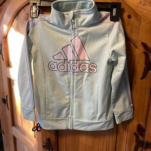 Adidas Kids Pastel Blue Jacket with Pink Accents